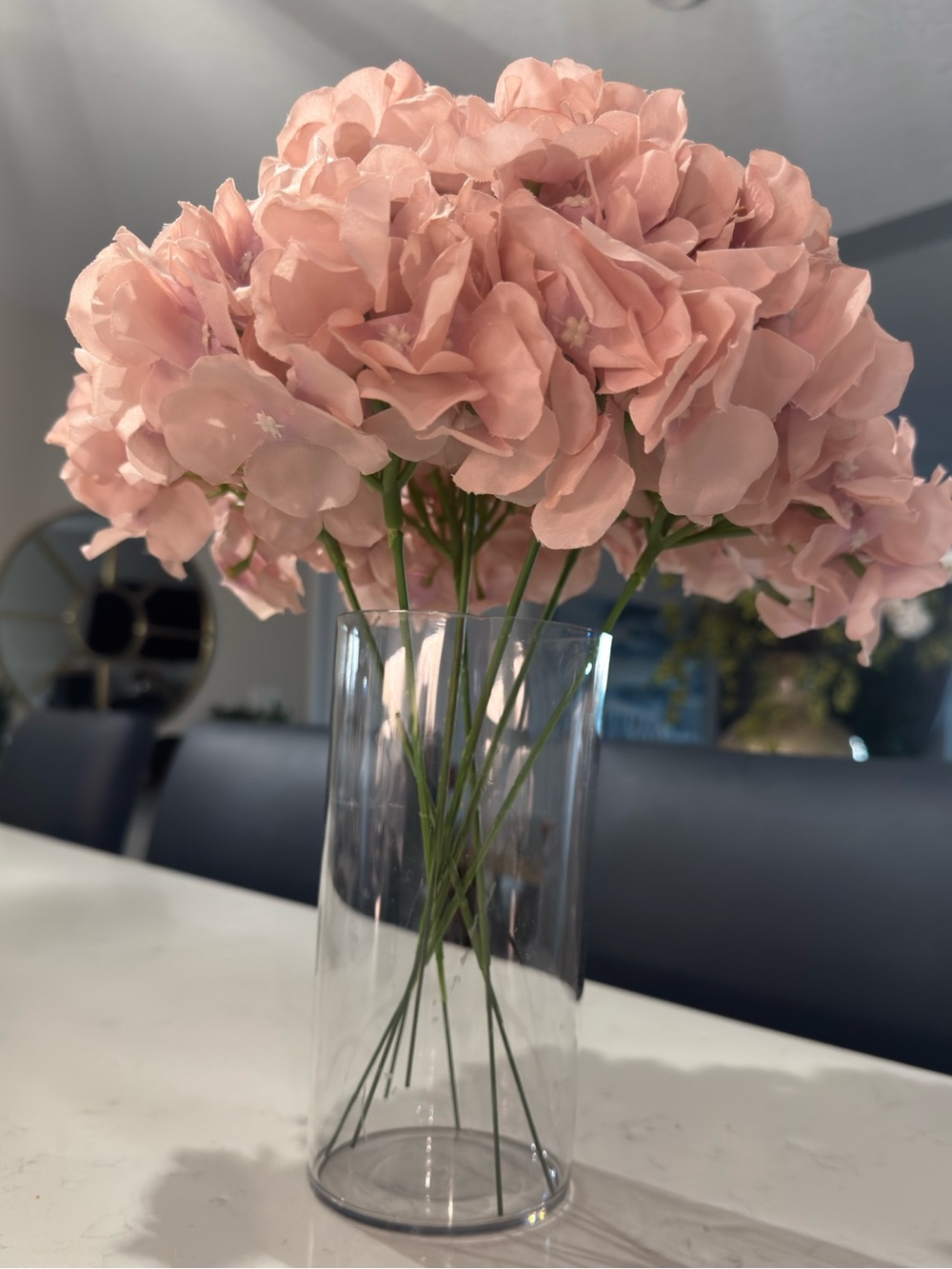 7 Hydrangea Artificial Flowers - Dusty Rose